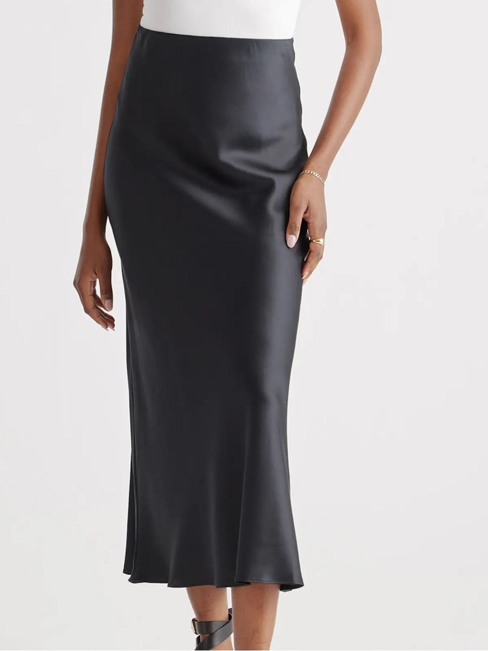 Quince Black Silk Maxi Slip Skirt